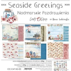 6 papiers scrapbooking 30 x30 cm Craft O' Clock SEASIDE GREETINGS
