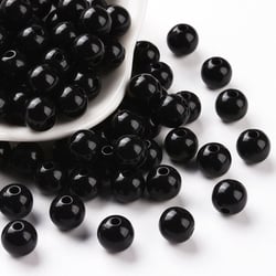 Lot de 50 Perles Opaque Acrylique Noir Diamètre 8 mm - Creation Bijoux