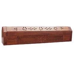 Boite porte encens en bois motif arbre