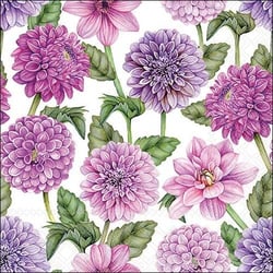 Lot de 4 serviettes en papier découpage collage 33 cm FLEUR DAHLIAS F 822