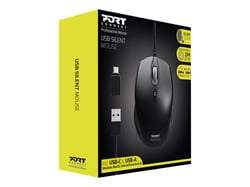 PORT Connect Souris filaire USB-A & USB-C SILENT silencieux noire