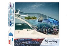 Diamond Painting Broderie Diamant Figured’Art 40x50cm toile entière roulée avec diamants carrés - Bouteille de Mer