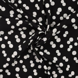 Tissu Viscose Chally Pois blancs sur fond Noir