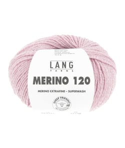 Pelote de laine à tricoter MERINO 120 - Lang Yarns Flamant/Blanc Mouliné (151)