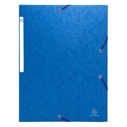 Chemises à élastiques carte lustrée 3 rabats monobloc - Bleu - x 50 - Exacompta