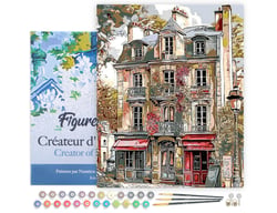 Peinture par Numéro Figured'Art avec Cadre - Façades vintage de Paris - Kit de Loisir Créatif DIY Numéro d'Art Complet - 40x50cm toile tendue sur châssis