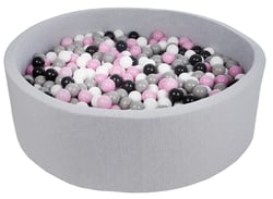 Piscine à balles pour enfant, diamètre env.125 cm, Aire de jeu + 900 balles noir,blanc,rose,gris - Velinda