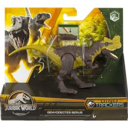 Coffret dinosaure trackers genyodectes serus - dino combat extreme articule brun 19 cm - jurassic world - mattel