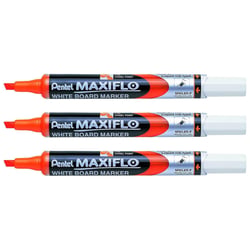 Lot de 3 marqueurs tableaux blancs effaçables - PENTEL - Pointe biseautée moyenne - Orange - MAXIFLO