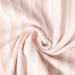 Tissu Double gaze de Coton Double face Rayures Beiges sur fond Blanc
