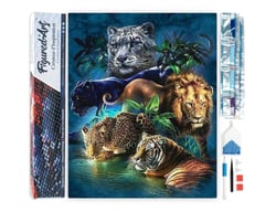 Diamond Painting Broderie Diamant Figured’Art 40x50cm toile entière roulée avec diamants carrés - Animaux de la Jungle
