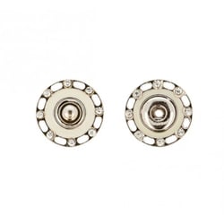 Lot de 6 boutonss pressions strass 24mm couleur ivoire