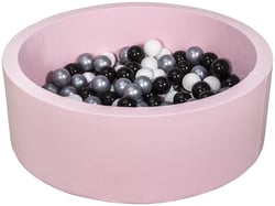 Piscine à balles Aire de jeu + 150 balles rose noir, blanc, argent - Velinda