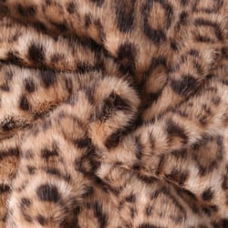 Tissu Fausse fourrure Léna motif panthère Noir sur fond Beige sable