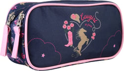 Trousse scolaire STELLA BIANCA 2 compartiments Cow bleu