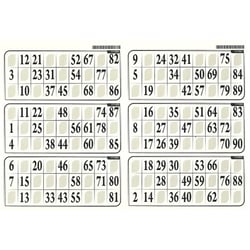Plaque de 6 grilles de loto rigide 1mm ivoire - cartons loto - lotoquine