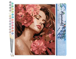 Peinture par Numéro Figured'Art - La Belle endormie aux camélias - Kit de Loisir Créatif DIY Numéro d'Art Complet - 40x50cm sans châssis en bois