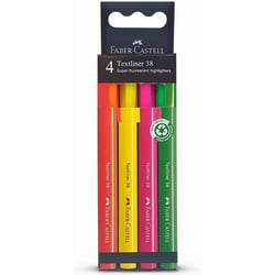 Surligneurs TL 38 - FABER-CASTELL - Orange, Jaune, Rose, Vert - Pointe biseautée 1,0 à 4,0 mm