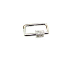 1 Fermoir à visser forme rectangle 20*14mm argent platine et zircons