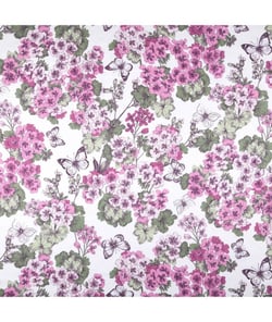 Tissu coton enduit géraniums de 160 cm de largeur Rose vendu par 50 cm