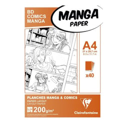 Bloc dessin - A4 21 x 29,7cm - BD Comics Manga - Papier layout - Clairefontaine