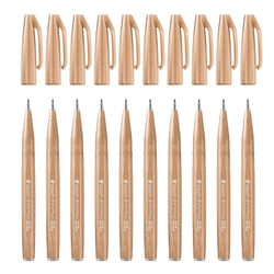 Lot de 10 stylos feutres pinceau - PENTEL ARTS - Brush Sign Pen SES 15 - Brun