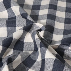 Tissu Toile de Lin Célestin enduit Indigo sur fond Blanc - Au mètre