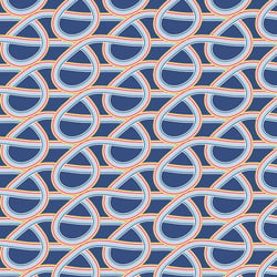 Tissu Viscose Noeud arc en ciel sur fond Bleu