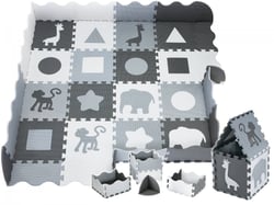 Tapis d'eveil Bébé, Tapis Puzzle en Mousse 150x150 - Grand Tapis de Jeu avec Rebord