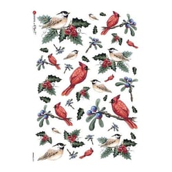 1 feuille de papier de riz 22.5 x 32 cm découpage collage Paper Designs OISEAUX DE NOEL HOUX 0034