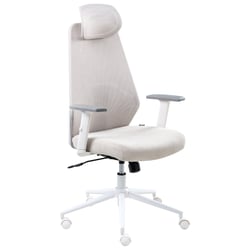 Chaise de Bureau Gris Clair en Maille Accoudoirs Appui-Têtes Hauteur Réglable Base Pivotante Dossier Inclinable
