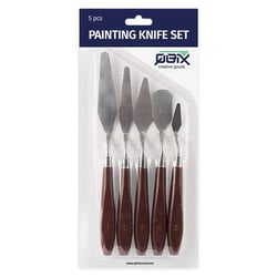 Lot de 5 couteaux à peindre avec manche en bois - Qbix