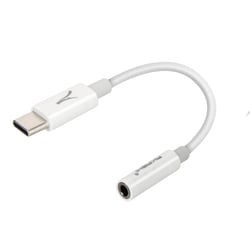 Akashi Adaptateur Audio USB-C vers Jack 3.mm Son et Micro Flexible Blanc