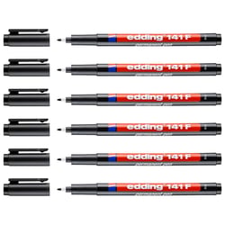 Lot de 6 marqueurs permanents - EDDING - Noir - Pointe fine 0,6 mm