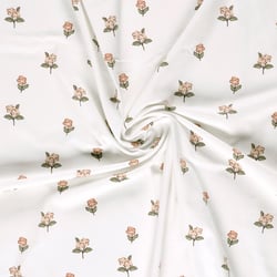 Tissu Jersey Coton imprimé Alix fleurs délicates sur fond Blanc cassé