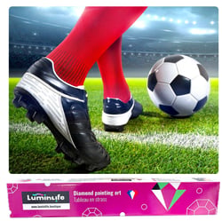 Diamond Painting Broderie Diamant LUMINLIFE 50x40cm, 100% strass, diamants ronds - Ballon de foot