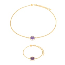 Collier et bracelet Hexalia en pierres Améthyste - Sloya
