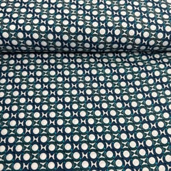 Tissu Viscose Lettra A sur fond Bleu pétrole