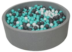 Piscine à balles pour enfant, diamètre env.125 cm + 1200 balles blanc, gris, turquoise - Velinda