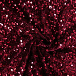 Tissu Velours Soraya à sequins uni  Rouge