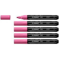 Lot de 5 marqueurs peinture acrylique pointe moyenne - STABILO FREE T300 - Rose