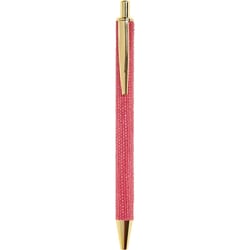 Stylo à bille - Corps tissu rouge - Rétractable - Rechargeable - Encre bleue - Miquelrius