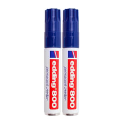 Lot de 2 marqueurs permanents - EDDING - Corps aluminium - Bleu - Pointe biseau 4-12 mm
