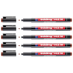 Lot de 5 marqueurs permanents EDDING 142M - Pointe moyenne 1 mm - Marron