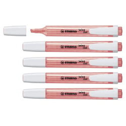 Lot de 5 surligneurs de poche - STABILO - Pointe biseautée 1-4 mm - Rouge Orange - SWING COOL