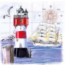 Lot de 4 serviettes en papier découpage collage 33 cm VOILIER PHARE MOUETTE