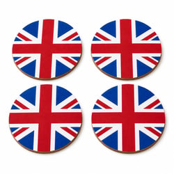 Set de 4 dessous-de-verre drapeau Royaume-Uni 9,5 cm
