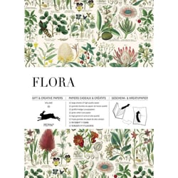 Papiers créatifs - Illustrations fleurs et plantes - Scrapbooking - 12 feuilles - 50x70cm