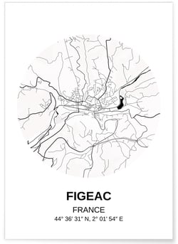 Affiche Carte Figeac | A3 : 29,7x42cm