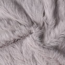 Tissu Fausse fourrure  poils long Flora sur fond Gris pierre